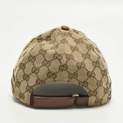 Pre Owned قُبَّعَة بيسبول من غوتشي من قماش GG البني/البيج بحجم متوسط