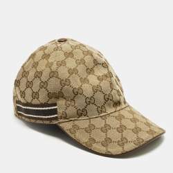 Pre Owned قُبَّعَة بيسبول من غوتشي من قماش GG البني/البيج بحجم متوسط