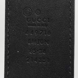 Pre Owned Gucci 85 CM Buckle Belt Black Microguccissima Leather