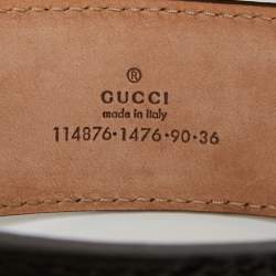 Pre Owned Gucci Interlocking G 90 CM Buckle Belt Brown Guccissima Leather
