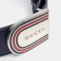 Pre Owned Gucci Leather Navy belt (838647)
