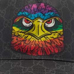 Pre Owned Gucci Grey Monogram Eagle Print Canvas Mesh Baseball Cap L