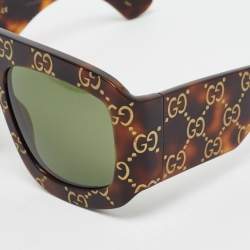 مملوكة مسبقًا Gucci Tortoiseshell Brown GG0983S Monogram Shield Sunglasses
