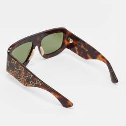 مملوكة مسبقًا Gucci Tortoiseshell Brown GG0983S Monogram Shield Sunglasses