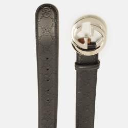 Pre Owned Gucci Interlocking G 100CM Belt Black Guccissima Leather