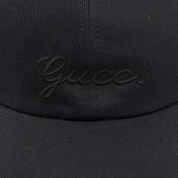 Pre Owned Gucci Black Logo Embroidered Cotton Baseball Cap M