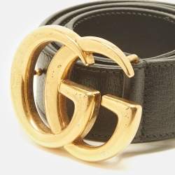 Pre Owned Gucci GG Marmont 110 CM Buckle Belt Black Leather