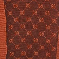 Pre Owned Gucci Rust Supreme GG Monogram Alpaca Wool Scarf