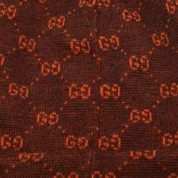 مملوكة مسبقًا Gucci Rust/Brown GG Jacquard Knit Alpaca Wool Beanie M