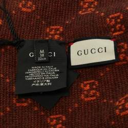 مملوكة مسبقًا Gucci Rust/Brown GG Jacquard Knit Alpaca Wool Beanie M