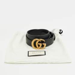 Pre Owned Gucci GG Marmont 95 CM Buckle Belt Black Leather