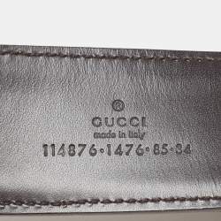 Pre Owned Gucci Interlocking G 85 CM Buckle Belt Beige/Brown GG Canvas and Leather