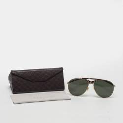 Pre Owned Gucci Green/Brown GG0014S Aviator Sunglasses