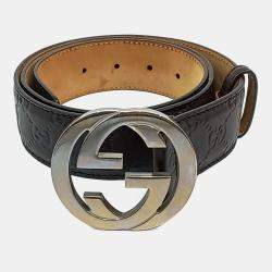 Pre Owned Gucci Cima Leather Line Belt