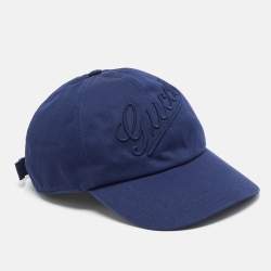 Pre Owned Gucci Navy Blue Logo Embroidered Gabardine Baseball Cap S