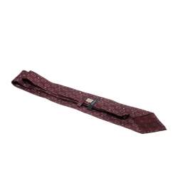 Gucci Burgundy Silk Rectangle Box Pattern Tie 