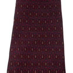 Pre Owned Gucci Vintage Burgundy Geometric Pattern Silk Tie 