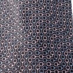 Pre Owned Gucci Grey Saddle Pattern Jacquard Silk Tie