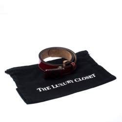 مملوكة مسبقًا Gucci Red Patent Leather GG Plaque Belt 80CM