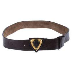 Pre Owned  حزام غوتشي بشعار هيستريا جلد بني داكن 85 سم