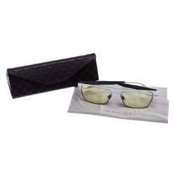 Pre Owned Gucci White/Yellow GG 2205 Web Stripe Rectangle Sunglasses