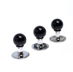 Gucci Onyx 18K White Gold Set of 3 Shirt Studs