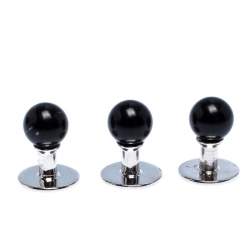 Gucci Onyx 18K White Gold Set of 3 Shirt Studs