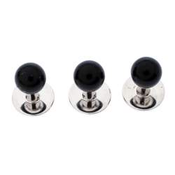 Gucci Onyx 18K White Gold Set of 3 Shirt Studs