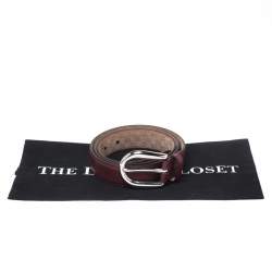 Pre Owned Gucci Maroon Leather Belt 100CM