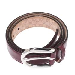 Pre Owned Gucci Maroon Leather Belt 100CM