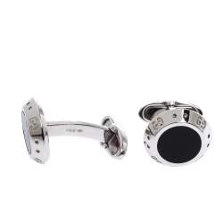 Pre Owned Gucci Icon Onyx 18K White Gold Cufflinks