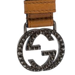 Pre Owned Gucci Tan Leather Double G Keyring