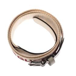 مملوكة مسبقًا Gucci Off White Fabric Logo Belt 100CM