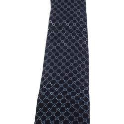 Pre Owned Gucci Navy Blue Geometric Patterned Silk Tie 