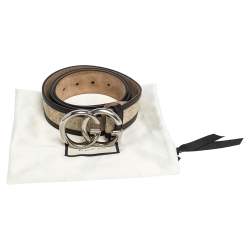 مملوكة مسبقًا حزام غوتشي جي جي بلاس جلد وكانفاس جي جي بني/ بيج 95 سم