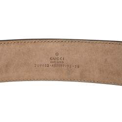 مملوكة مسبقًا حزام غوتشي جي جي بلاس جلد وكانفاس جي جي بني/ بيج 95 سم