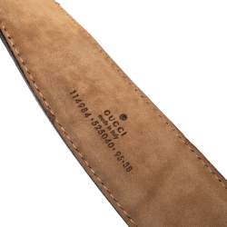 Pre Owned حزام غوتشي بإبزيم جي جي متداخل جلد غوتشيسيما أسود 95 سم