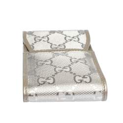 Pre Owned علبة سجائر غوتشي كانفاس مطبوع شعار الماركة جي جي فضي