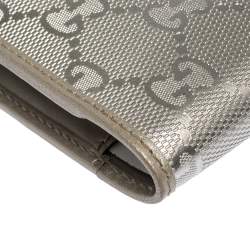 Pre Owned علبة سجائر غوتشي كانفاس مطبوع شعار الماركة جي جي فضي