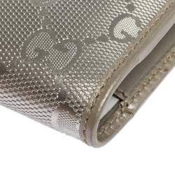 Pre Owned علبة سجائر غوتشي كانفاس مطبوع شعار الماركة جي جي فضي