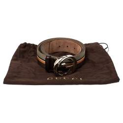 Pre Owned حزام غوتشي إبزيم حرف جي متشابك كانفاس ويب متعدد الألوان 100 سم