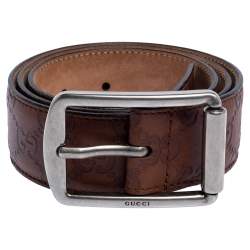 Pre Owned Gucci Brown Guccissima Leather Buckle Belt 85CM