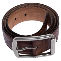 Pre Owned Gucci Brown Guccissima Leather Buckle Belt 85CM