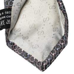 Pre Owned Gucci Grey Saddle Pattern Jacquard Silk Tie