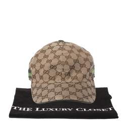 Pre Owned كاب بيسبول غوتشي مزين شريط ويب كانفاس جي جي بيج مقاس صغير (سمول)