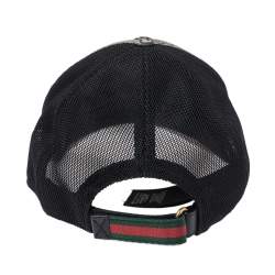 Pre Owned قبعة بيسبول غوتشي كانفاس جي جي سوبريم مطبوع نقشة نمر بيج M