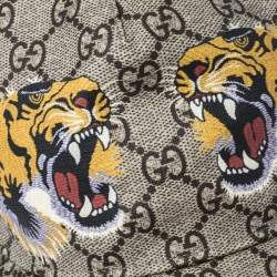 Pre Owned قبعة بيسبول غوتشي كانفاس جي جي سوبريم مطبوع نقشة نمر بيج M