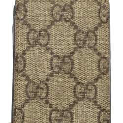 Pre Owned Gucci Beige GG Supreme Canvas Shelly Strap Phone Case