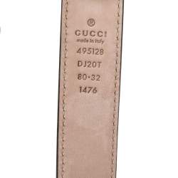 Pre Owned Gucci Black Leather GG Marmont Slim Buckle Belt 80CM