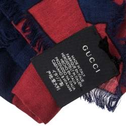 Gucci Cream Silk Modal Guccy Print Web Striped Shawl